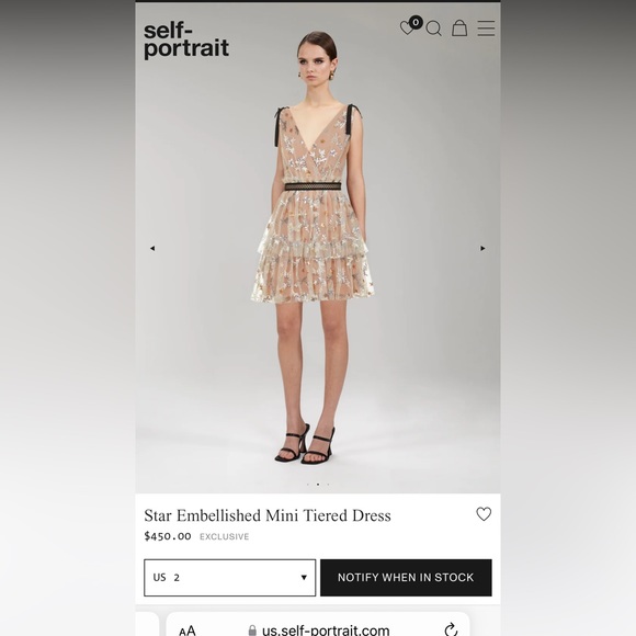 Self Portrait Star Mesh Mini Dress - Size US 2 - Picture 3 of 5